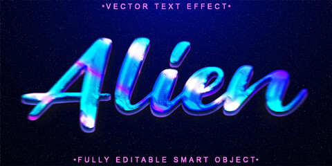 Sticker -  Alien Vector Fully Editable Smart Object Text Effect