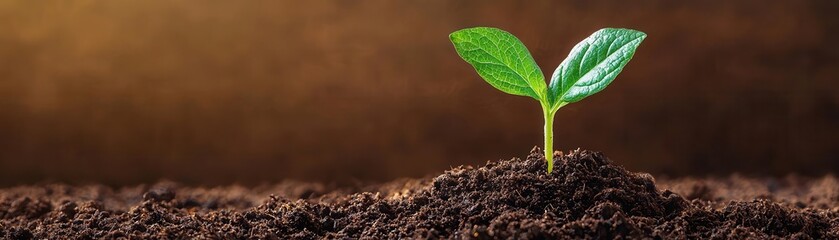 Golden plant growing from rich soil, symbolizing organic business growth