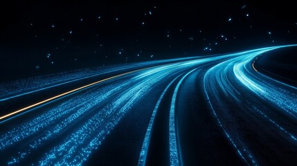 Poster - A futuristic Sci Fi modern background with neon light blue abstract. A modern futuristic sci fi background with generative AI.