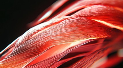 Wall Mural - Close-up of vibrant red strands showcasing texture and movement, ideal for creative projects and visual design.