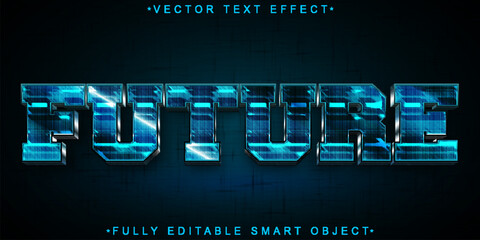 Poster - Dark Blue Future Vector Fully Editable Smart Object Text Effect
