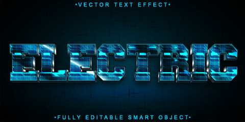 Poster - Blue Electric Shock Vector Fully Editable Smart Object Text Effect