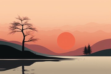 Wall Mural - Landscape outdoors nature sunset.