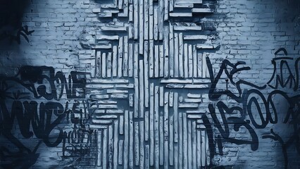 Wall Mural - Full frame of white grunge textured brick wall background