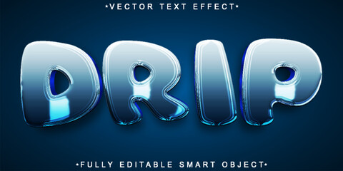 Canvas Print - Blue Drip  Vector Fully Editable Smart Object Text Effect