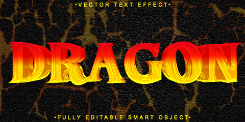 Poster - Red Worn Dragon Vector Fully Editable Smart Object Text Effect