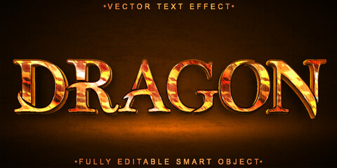 Poster - Red Worn Dragon Vector Fully Editable Smart Object Text Effect