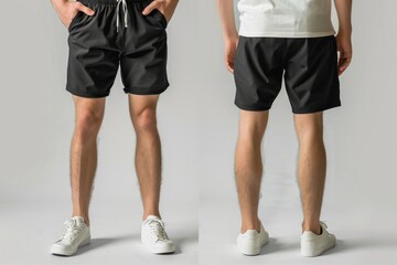 Poster - Blank black short mockup clothing apparel shorts.