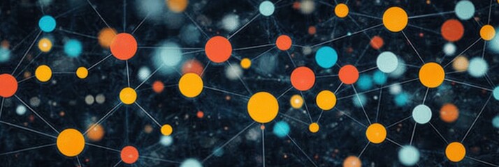 Poster - A vibrant array of colorful nodes interconnected by lines, illustrating data visualization concepts in a digital format