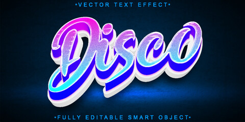 Poster - Purple Shiny Night Club Disco Vector Fully Editable Smart Object Text Effect
