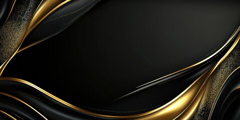 Poster - A sophisticated black and gold design showcases flowing curves, creating an elegant and contemporary backdrop