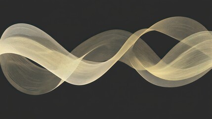 Poster - Flowing golden waves intertwine gracefully, showcasing an abstract design filled with movement on a dark backdrop