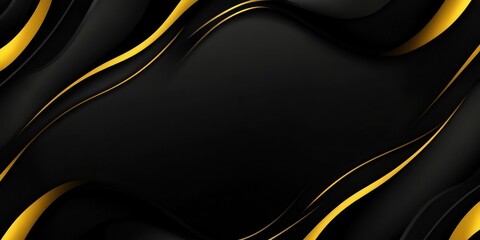 Poster - A sleek black surface with flowing gold lines creates a striking abstract design suitable for backgrounds or graphics