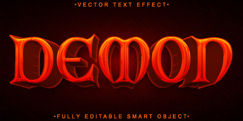 Poster - Red Horror Demon Vector Fully Editable Smart Object Text Effect
