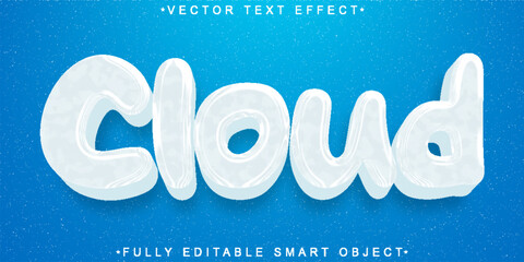 Wall Mural - Cartoon Cloud Vector Fully Editable Smart Object Text Effect