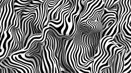 Poster - The artwork features intricate, flowing black and white stripes creating a sense of depth and movement