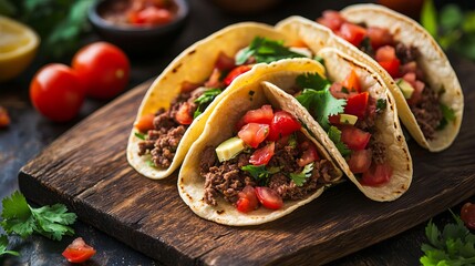 Wall Mural - Mexican tradition style taco beef