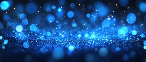 Poster - Sparkling blue lights shimmer in the darkness, creating a captivating and enchanting visual experience