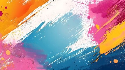 Vibrant Abstract Frame with Bold Brushstrokes and Color Splash