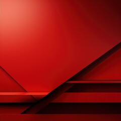 Red background with geometric shapes and shadows, creating an abstract modern design for corporate or technology-inspired designs with copy space 