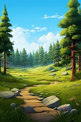 Wall Mural - Forest landscape outdoors woodland.