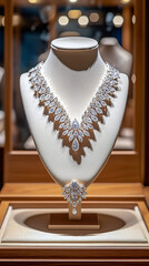 Wall Mural - Sophisticated Jewelry Boutique Displaying High-End Diamonds with Elegant Lighting