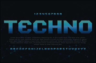 Wall Mural - Techno abstract modern perfect alphabet font with urban style template