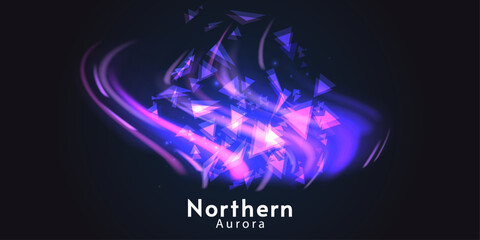 Poster - Aurora element design on dark background. Background aurora template. Bright light. Northern lights. Vector illustration. Design for background, wallpaper, postcard, web, banner, cover.