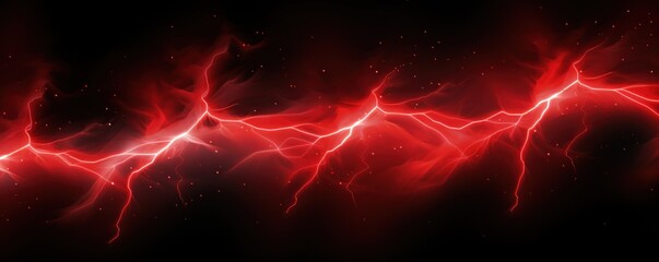 Red lightning, isolated on a black background vector illustration glowing red electric flash thunder lighting blank empty pattern with copy space for product design 