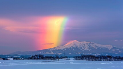 Hokkaido, Japan evening rainbow