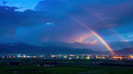 Hokkaido, Japan evening rainbow