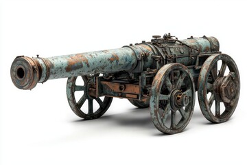 Antique Cannon Isolated on White Background.