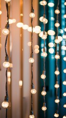 Wall Mural - Glitter vintage lights background. light gold and blue. defocused.