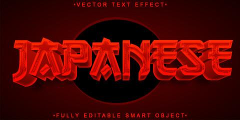 Poster - Red Japanese Vector Fully Editable Smart Object Text Effect