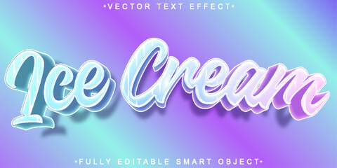 Poster - Cartoon Soft Colorful Ice Cream Vector Fully Editable Smart Object Text Effect