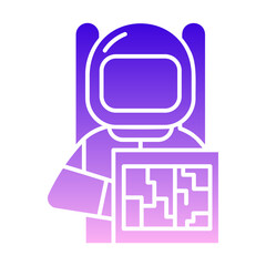 Sticker - astronaut and space map