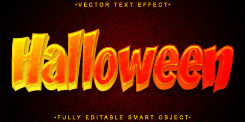 Poster -  Orange Horror Scary Halloween Vector Fully Editable Smart Object Text Effect