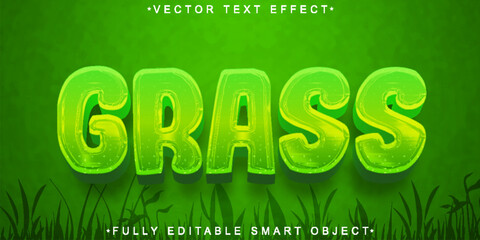 Wall Mural - Cartoon Green Plant Grass Vector Fully Editable Smart Object Text Effect