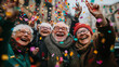 © Miljan Živković - a group of mature senior friends have new year party with confetti
