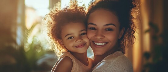 Wall Mural - Mother and Daughter Smiling