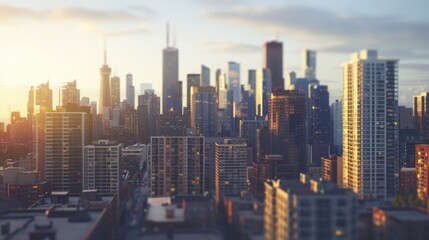  Lots of buildings, beautiful sky, sunshine.
