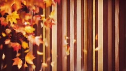 Wall Mural - Striped wooden background on beautiful blurred autumnal wallpaper