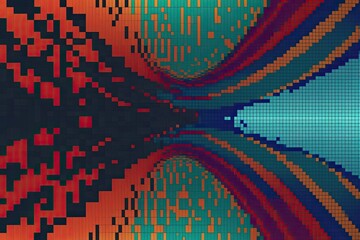 Poster - Vibrant Pixel Wave Design with Energetic Gradient and Geometric Structure