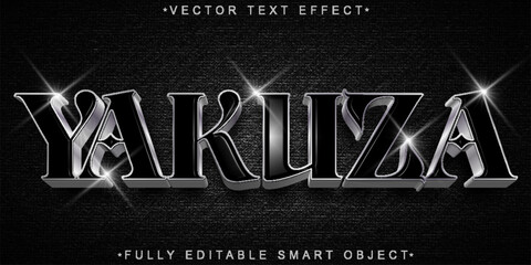 Poster - Silver Japanese Mafia Yakuza Vector Fully Editable Smart Object Text Effect