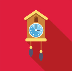 Sticker - Cuckoo clock telling time hanging on a wall with clock face showing seven oclock