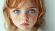 © Nova Widiawati - Close-up Portrait of a Young Girl with Red Hair and Blue Eyes