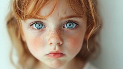 Poster - Close-up Portrait of a Young Girl with Red Hair and Blue Eyes