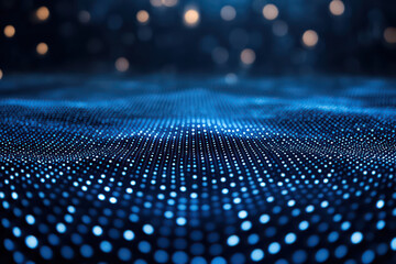 Fototapete - Abstract wavy particles technology background with blue color