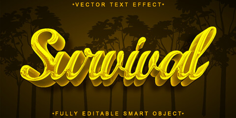 Sticker - Yellow Worn Survival Vector Fully Editable Smart Object Text Effect