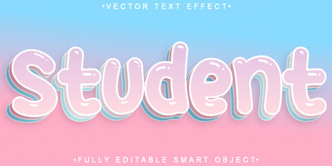Poster - Cute Student Vector Fully Editable Smart Object Text Effect